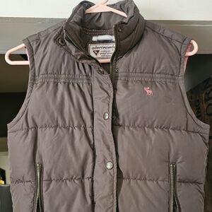 Abercrombie & Fitch Dark Brown Jacket with Pink Stitching